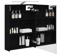 vidaXL Armadietto da bagno con specchio e mensola, in rovere nero, 50 x 14,5 x 70 cm, soluzioni per il bagno, mensole rettangolari moderne, organizer e accessori eleganti per il tuo spazio