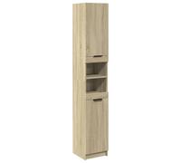 vidaXL Armadietto da bagno - rovere Sonoma, in legno ingegnerizzato, altezza 188,5 cm, 6 scomparti, facile da pulire, montaggio a sinistra o destra, soluzione moderna per riporre oggetti