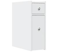 vidaXL Armadietto da Bagno Stretto con Ruote Bianco in Truciolato