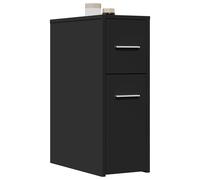 vidaXL Armadietto da Bagno Stretto con Ruote Nero in Truciolato
