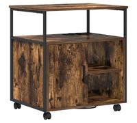 vidaXL Armadietto da ufficio in rovere fumo, in legno di ingegneria e telaio in metallo, 60 x 46 x 67 cm, mobile moderno con base di ricarica, marrone, montaggio necessario