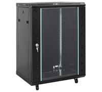 vidaXL Armadietto di Rete 15U 19" IP20 Nero 53x40x80 cm, armadio di rete autoportante, armadio dati, supporto di rete