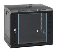 vidaXL Armadio di rete industriale con serrature, nero, 530 x 450 mm, in acciaio e vetro temperato, superficie opaca, montato a parete, con ante bloccabili, pannelli rimovibili.