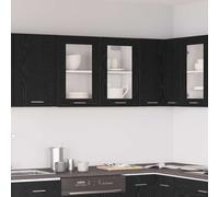 vidaXL Armadietto di vetro appeso Riga Rovere nero 80 x 31 x 60 cm