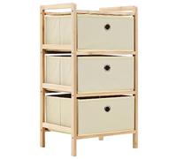 vidaXL Armadietto in Cedro e 3 Cesti in Tessuto Mobiletto Beige Cassettiera