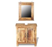 vidaXL Armadietto da bagno Vanity con specchio in legno massello di mango