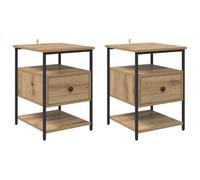 vidaXL Armadio da Notte 2 pcs rovere artigianale 40 x 42 x 56 cm