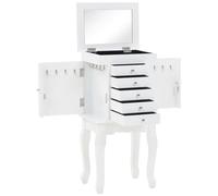 vidaXL Armadietto Portagioie MDF Bianco con Specchio Cassettiera Portagioielli