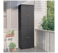 vidaXL Armadietto Portaoggetti da Giardino Nero 59x40x180cm Polyrattan
