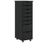 vidaXL Armadietto Rotante con Cassetti MOSS Nero Legno Massello Pino, armadietto rotante con cassetti, armadietto con cassetti, mobiletto rotante con cassetti