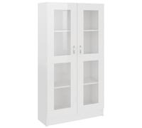 Armadietto Vetrina Bianco Lucido 82,5x30,5x150 cm Multistrato