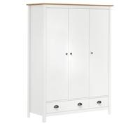 vidaXL Armadio a 3 Ante Hill Bianco 127x50x170 cm in Legno di Pino