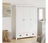 vidaXL Armadio a 3 Ante Hill Bianco 127x50x170 cm in Legno di Pino