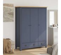 vidaXL Armadio a 3 Ante Hill Grigio 127x50x170 cm in Legno di Pino