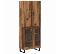 vidaXL Armadio alto 2 pz Legno antico Legno Truciolato e Vetro, Credenza Moderno, Mobile portaoggetti elegante, Design rettangolare, funzionale per la decorazione del salotto o della sala da pranzo