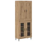 vidaXL Armadio alto 2 pz Rovere Artigianale Legno Truciolare e Vetro, Mobili Eleganti, Credenza Rettangolare, Deposito Moderno, Credenza Pratica, Decorazione per la casa, Accento sala da pranzo