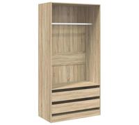 vidaXL Armadio Aperto con Cassetti e Scomparto con Appendiabiti Robusto Classico Elegante Guardaroba Rovere Sonoma 100x50x200 cm in Truciolato