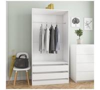 vidaXL Armadio Aperto con Cassetti e Scomparto con Appendiabiti Robusto Classico Elegante Guardaroba Bianco 100x50x200 cm in Multistrato