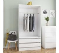 vidaXL Armadio Aperto con Cassetti e Scomparto con Appendiabiti Robusto Classico Elegante Guardaroba Bianco 100x50x200 cm in Multistrato