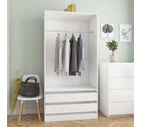 vidaXL Armadio Aperto con Cassetti e Scomparto con Appendiabiti Robusto Classico Elegante Guardaroba Bianco 100x50x200 cm in Multistrato