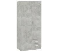vidaXL Armadio Compatto Elegante Robusto con Cassetti e Asta Arredo Guardaroba Appendiabiti Organizer Casa Grigio Cemento 80x52x180 cm in Truciolato
