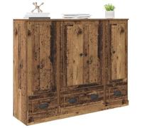 vidaXL Armadio con cassetto 3 pezzi legno vecchio legno ingegnerizzato, soggiorno, forma rettangolare, design rustico, molte soluzioni di stoccaggio, per collezioni accoglienti e relax