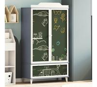 vidaXL Armadio con Lavagna con porta Grigio e bianco Legno multistrato