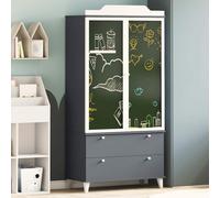 vidaXL Armadio con Lavagna con porta Grigio e bianco Legno multistrato