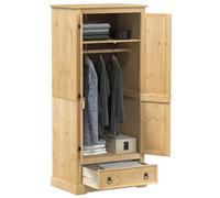 AX Armadio Rustico Stile Messicano Corona 76x50x170cm Marrone Cassetto + 4002768