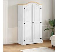 vidaXL Armadio Corona Bianco 102x52x186 cm in Legno Massello di Pino