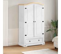 vidaXL Armadio Corona Bianco 102x52x186 cm in Legno Massello di Pino