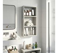 vidaXL Armadietto da parete per bagno, grigio cemento, 30 x 10 x 60,5 cm, moderno, rettangolare, soluzione di archiviazione efficiente, scaffalatura minimalista, decorazione per la casa per