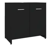 vidaXL Armadio da Bagno Armadietto Mobiletto Stipo Stipetto Mobile Arredo Scaffale Scaffalatura Sottolavabo Nero 60x33x61 cm in Truciolato