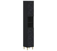 vidaXL Armadio da Bagno con Ripiano Aperto DELFT Nero 30 x 31 x 190 cm