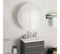 vidaXL Armadio da Bagno con Specchio Rotondo e LED Bianco 47x47x17,5cm
