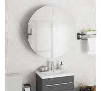 vidaXL Armadio da Bagno con Specchio Rotondo e LED Bianco 54x54x17,5cm