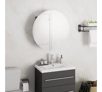 vidaXL Armadio da Bagno con Specchio Rotondo e LED Grigio 40x40x17,5cm