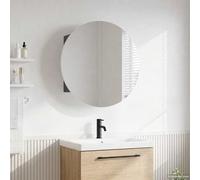 vidaXL Armadio da Bagno con Specchio Rotondo e LED Grigio 47x47x17,5cm