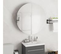 vidaXL Armadio da Bagno con Specchio Rotondo e LED Grigio 54x54x17,5cm