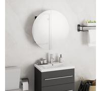 vidaXL Armadio da Bagno con Specchio Rotondo e LED Nero 40x40x17,5cm