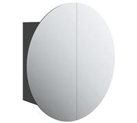 vidaXL Armadio da Bagno con Specchio Rotondo e LED Nero 47x47x17,5 cm