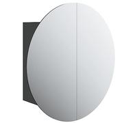 vidaXL Armadio da Bagno con Specchio Rotondo e LED Nero 47x47x17,5 cm