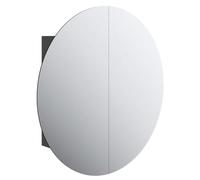 vidaXL Armadio da Bagno con Specchio Rotondo e LED, Nero 54x54x17,5 cm