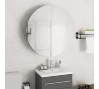 vidaXL Armadio da Bagno con Specchio Rotondo e LED Nero 54x54x17,5 cm