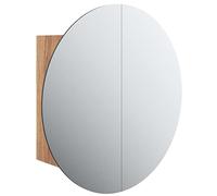 vidaXL Armadio da Bagno con Specchio Rotondo e LED Rovere 40x40x17,5cm