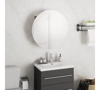 vidaXL Armadio da Bagno con Specchio Rotondo e LED Rovere 40x40x17,5cm