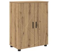 vidaXL Armadio da bagno indipendente rovere Artisan 60 x 35 x 80 cm con ante ad angolo, maniglie nere, facile da montare, montaggio a parete incluso, design moderno e salvaspazio. Facile da pulire.