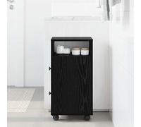 vidaXL Armadio da Bagno Slim con Ruote in Rovere Nero in Legno Ingegnerizzato