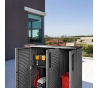 vidaXL Armadio da Giardino Grigio e Nero 102x37x84 cm in PP