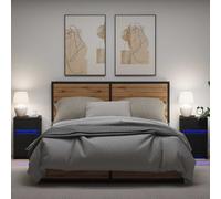 vidaXL Armadio da Letto LED 2 pcs Rovere nero 38 x 34 x 61 cm